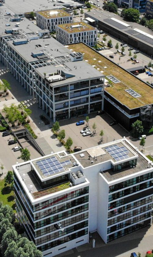 Luftaufnahme Standort Ulm mit Blick auf Blau